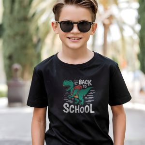 Boys Black Dino Back-to-School Tee – Size 6  Roarsome Classroom Style