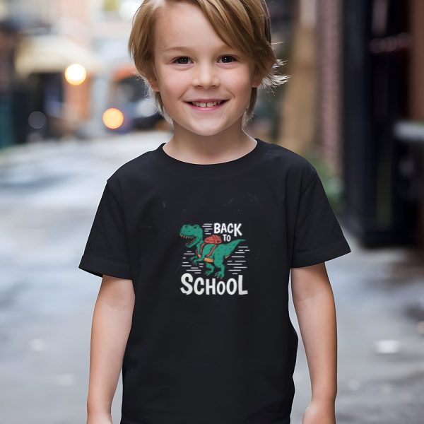 Boys Black Dino Back-to-School Tee – Size 6  Roarsome Classroom Style - Image 3