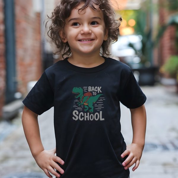 Boys Black Dino Back-to-School Tee – Size 6  Roarsome Classroom Style - Image 2