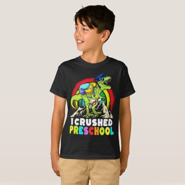 Crushed Preschool Dinosaur T Rex Graduation Shirt for Kids, Black, size 6 - Image 2