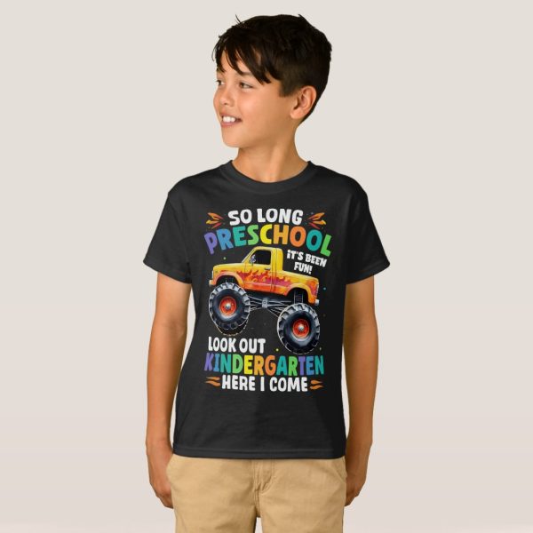 So Long Preschool Graduation Monster Truck Shirt for Kids, Black, size 6 - Image 3