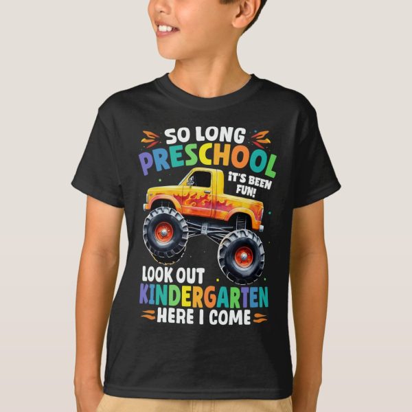 So Long Preschool Graduation Monster Truck Shirt for Kids, Black, size 6 - Image 2